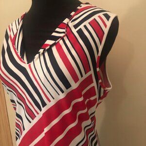 Jude Connally Allison Midi Red, White & Blue Patchwork midi Large NWT 🧨 🇺🇸